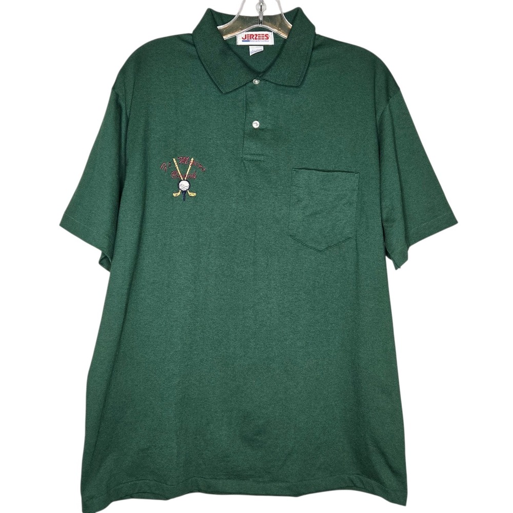 Vintage Jerzees Golf Polo Shirt Mens XL‎ Green Ft Myers Beach Embroidered USA